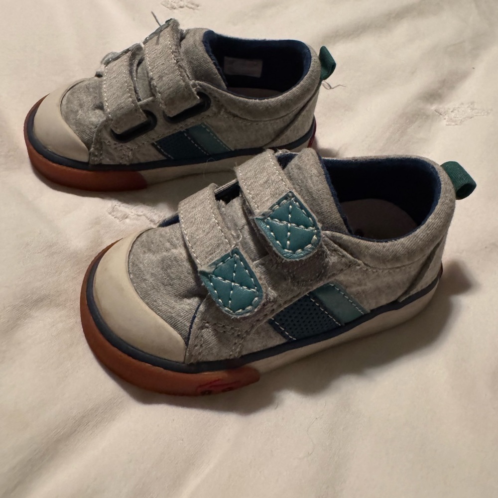 Kids Gray and Blue Velcro Shoes